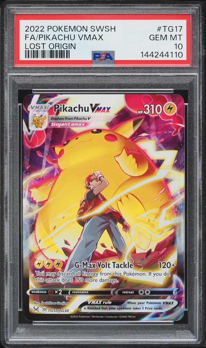2022 Pokemon Sword & Shield Lost Origin Full Art Pikachu VMAX #TG17 PSA 10 GEM MINT