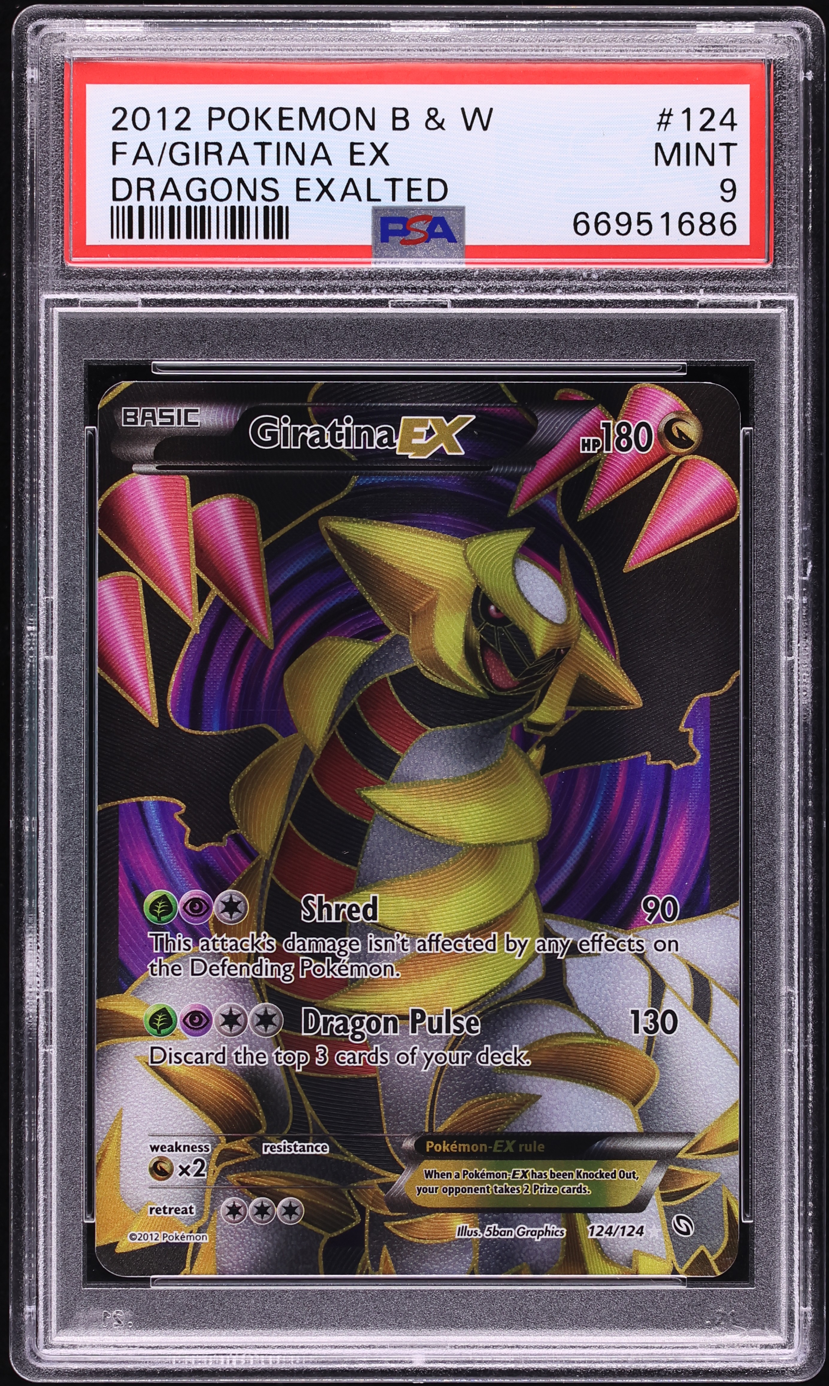 2012 Pokemon Black & White Dragons Exalted Full Art Giratina Ex #124 PSA 9 MINT