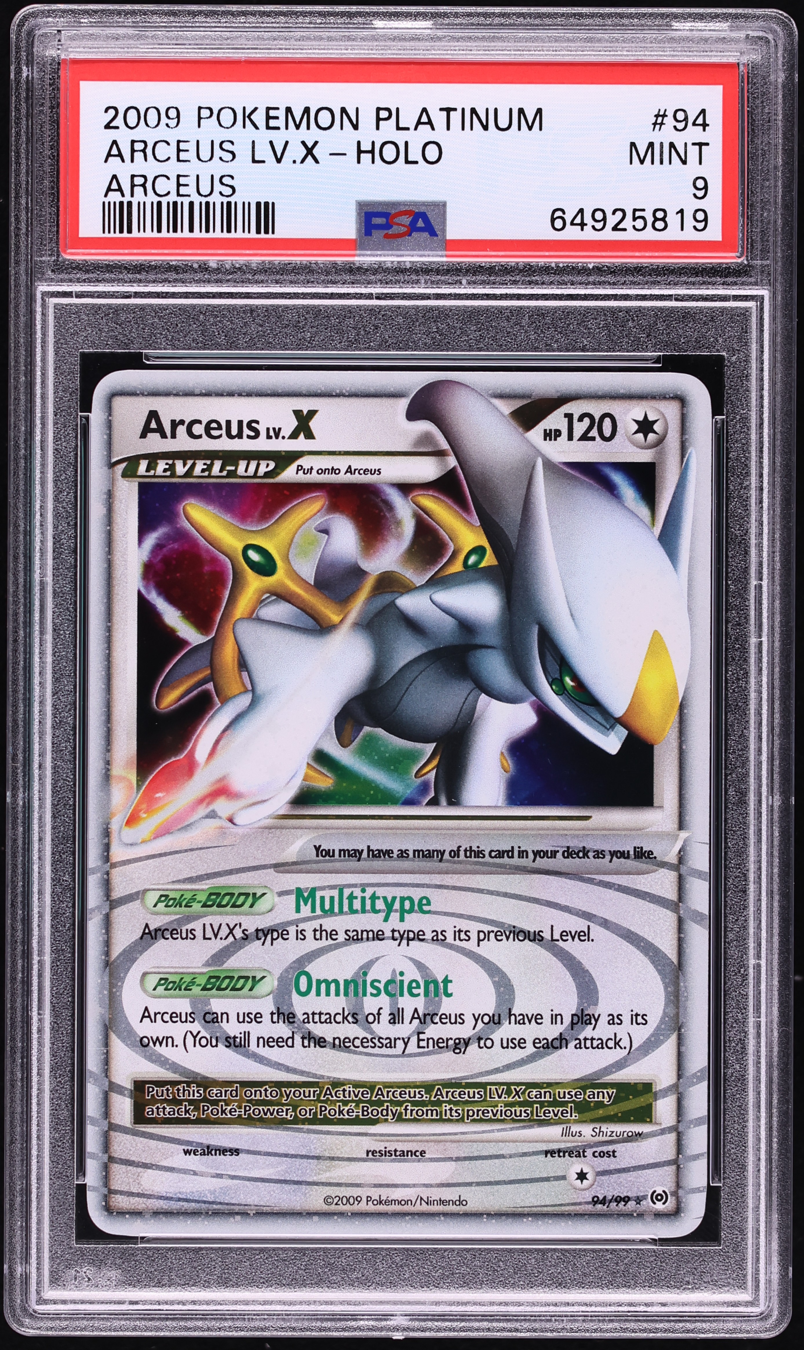 2009 Pokemon Platinum Holo Arceus Lv.X #94 PSA 9 MINT
