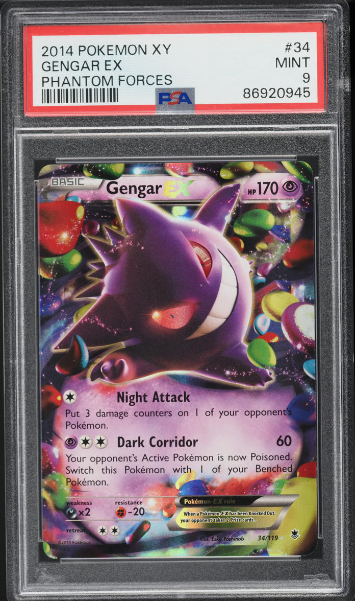 2014 Pokemon XY Phantom Forces Full Art Gengar EX #34 PSA 9 MINT