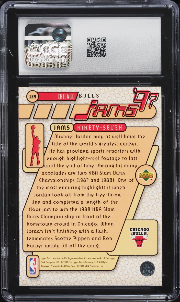 1997 Upper Deck Basketball Michael Jordan #139 CGC 9 MINT