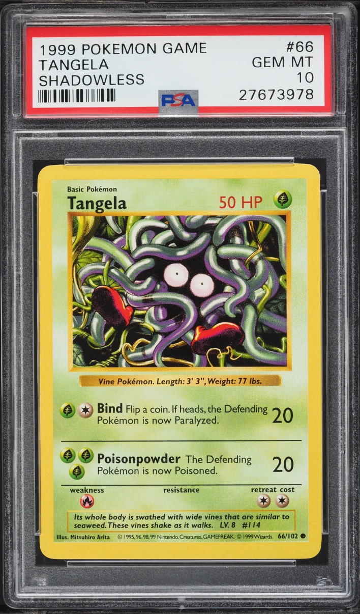 1999 Pokemon Base Set Shadowless Tangela #66 PSA 10 GEM MINT