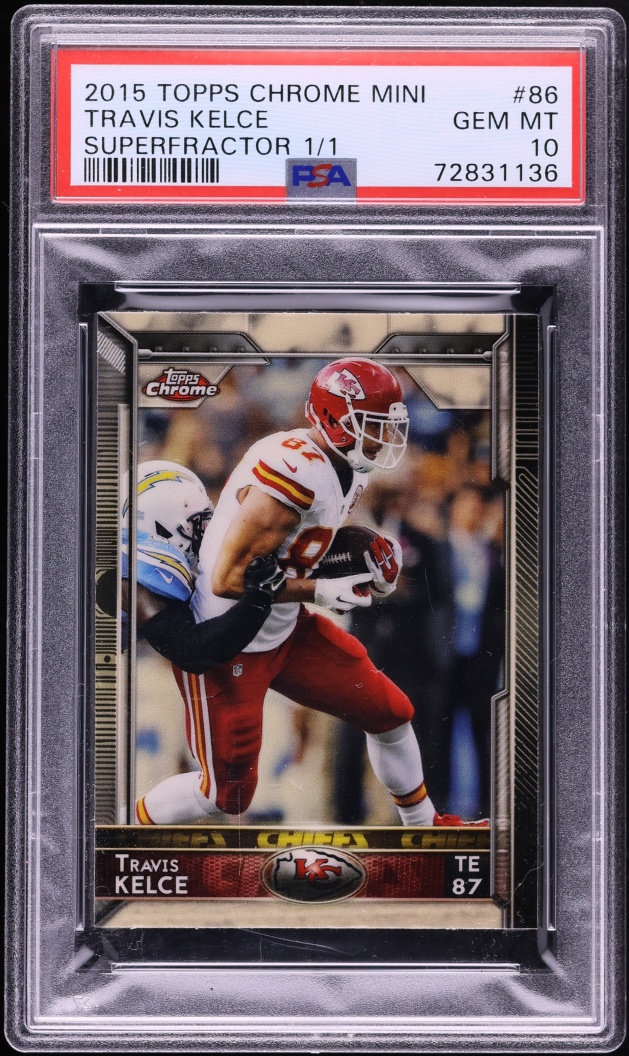 2015 Topps Chrome Mini Superfractor Travis Kelce 1/1 #86 PSA 10 GEM MINT - Photo 1