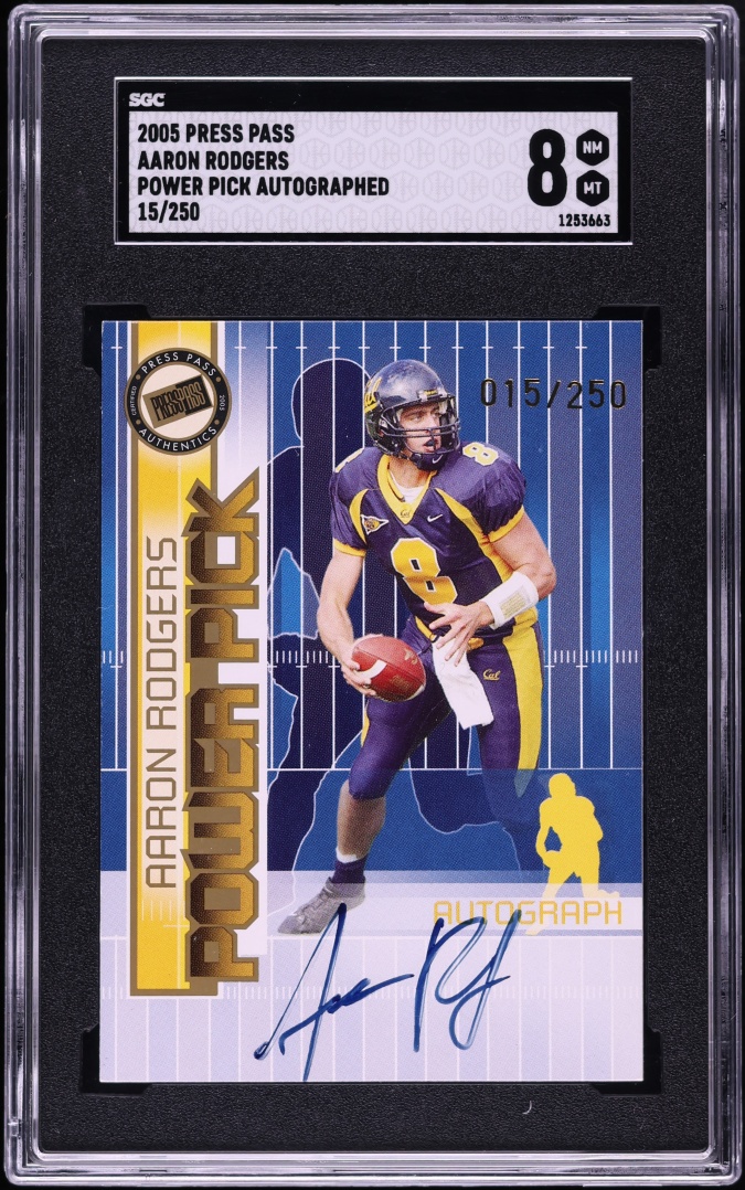 2005 Press Pass Power Pick Aaron Rodgers ROOKIE AUTO /250 SGC 8 NM-MT - Photo 1