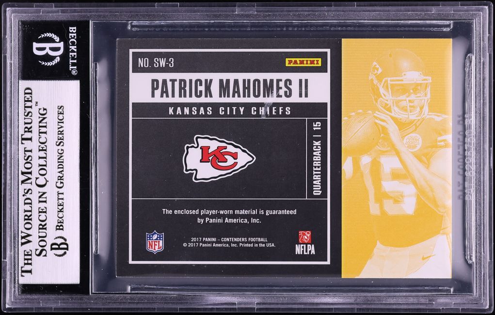 2017 Panini Contenders Variation Patrick Mahomes II ROOKIE PATCH #SW-3 BGS 9 MINT - Photo 2