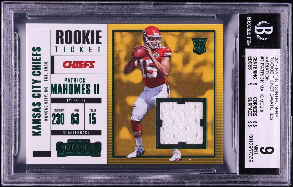 2017 Panini Contenders Variation Patrick Mahomes II ROOKIE PATCH #SW-3 BGS 9 MINT - Photo 1