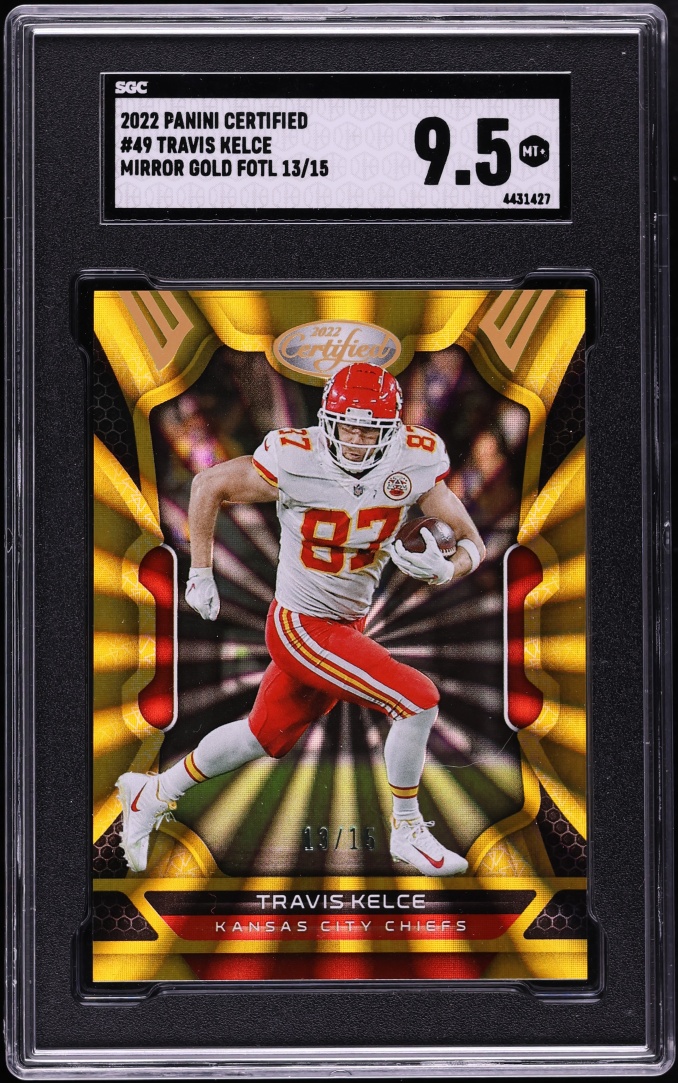 2022 Panini Certified Mirror Gold FOTL Travis Kelce /15 #49 SGC 9.5 MINT+ - Photo 1