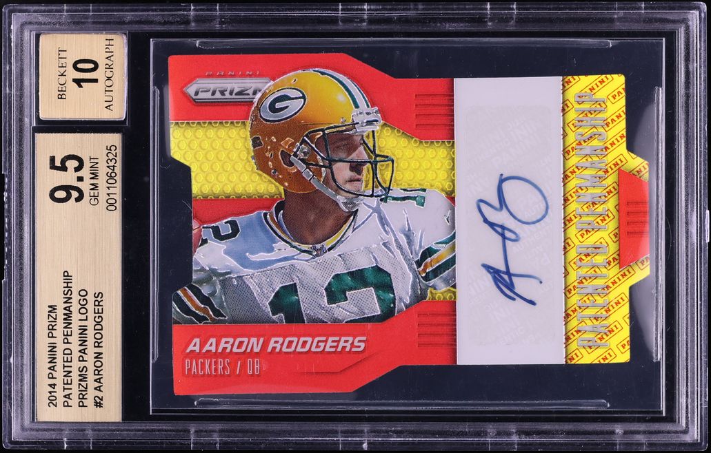 2014 Panini Prizm Patented Penmanship Logo Die-Cut Aaron Rodgers AUTO 1/5 #PP-AR BGS 9.5 GEM - Photo 1