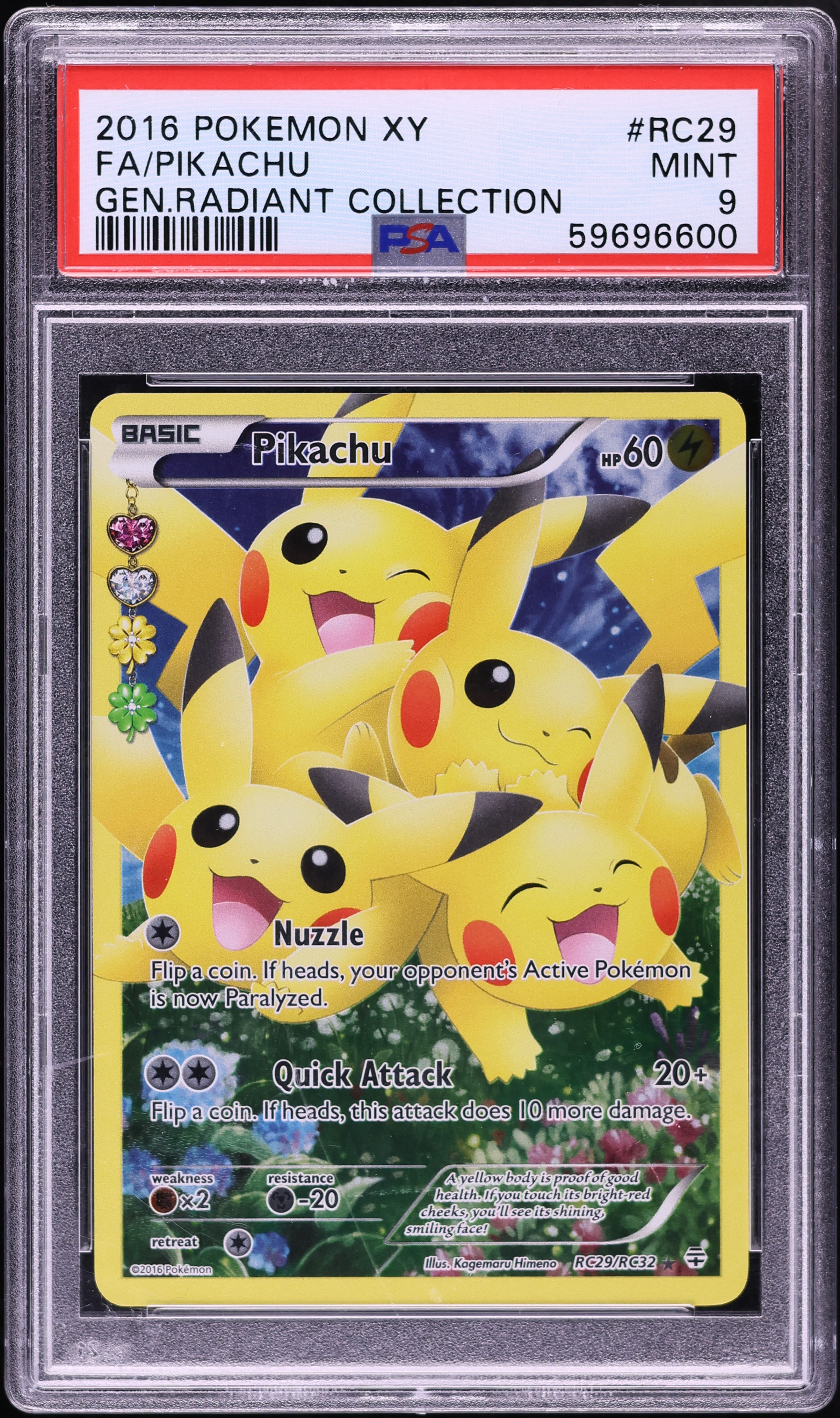 2016 Pokemon XY Generations Radiant Collection Full Art Pikachu #RC29 PSA 9 MINT