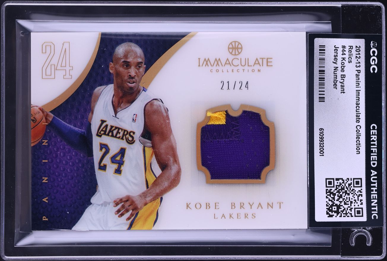 2012 Immaculate Collection Jersey Number Kobe Bryant PATCH /24 #44 CGC AUTH - Photo 1