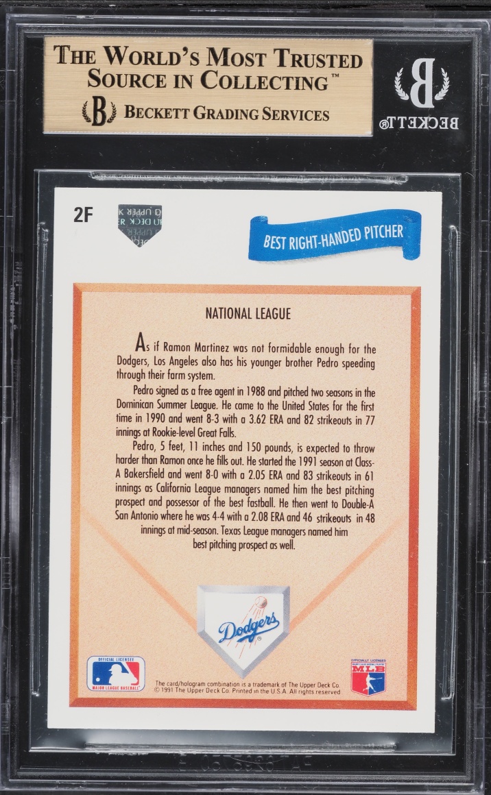 1991 Upper Deck Final Edition Pedro Martinez ROOKIE #2F BGS 9.5 GEM MINT