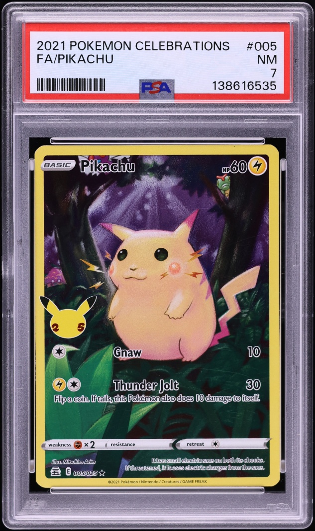 2021 Pokemon Sword & Shield Celebrations Full Art Pikachu #5 PSA 7 NRMT