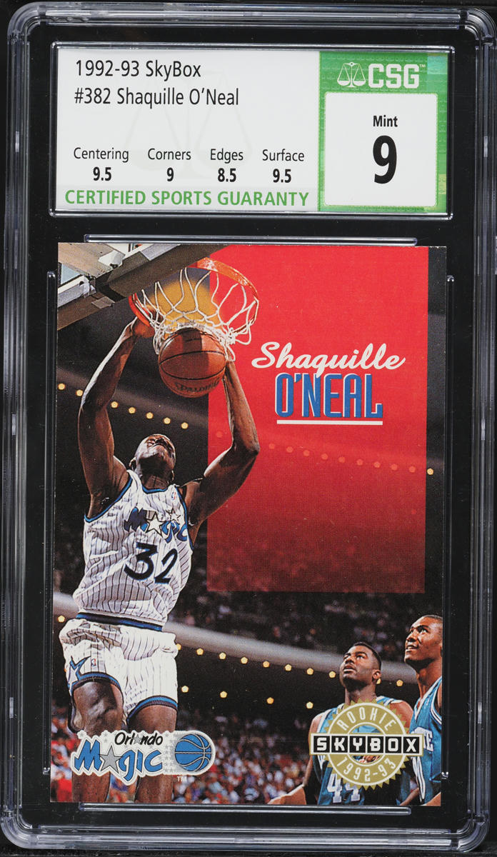 1992 Skybox Basketball Shaquille O'Neal ROOKIE #382 CSG 9 MINT