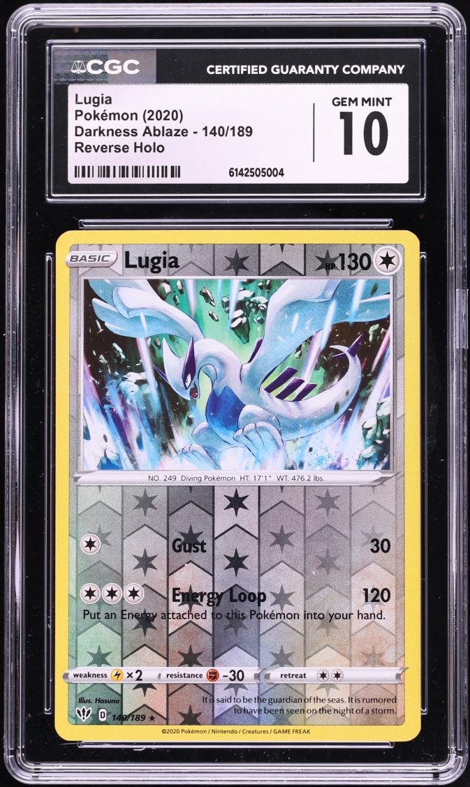 2020 Pokemon Sword & Shield Darkness Ablaze Reverse Holo Lugia #140 CGC 10 GEM MINT