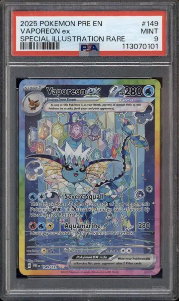 2025 Pokemon SV Prismatic Evolutions - PRE EN #149/131 Vaporeon ex PSA 9