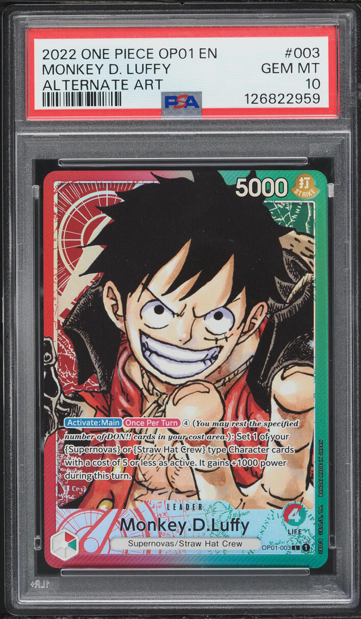 2022 One Piece Romance Dawn Alt Art Leader Monkey D. Luffy #OP01-003 PSA 10 GEM MINT