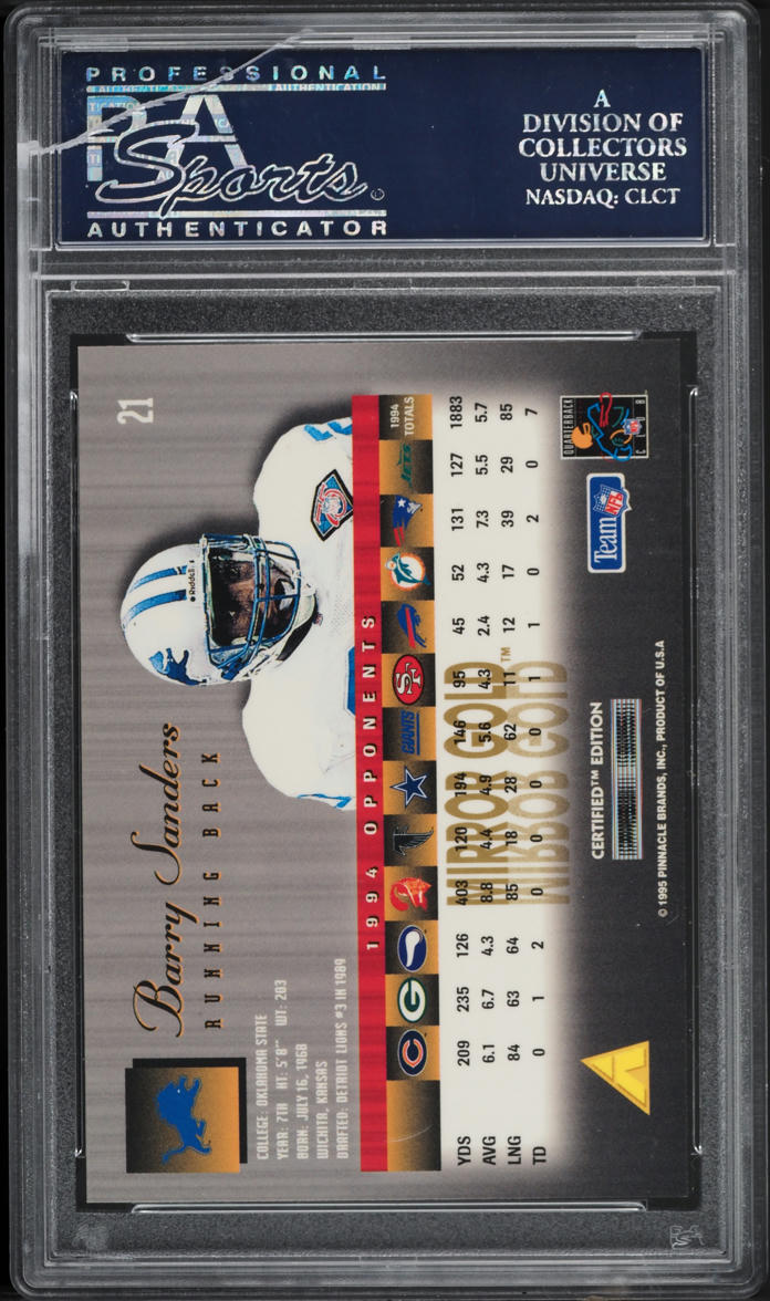 1995 Select Certified Mirror Gold Barry Sanders #21 PSA 10 GEM MINT