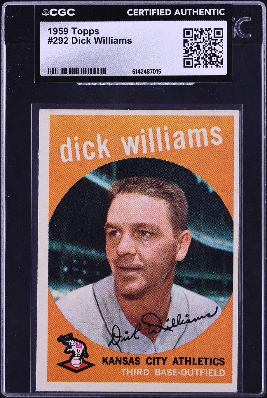 1959 Topps Dick Williams #292 CGC AUTH