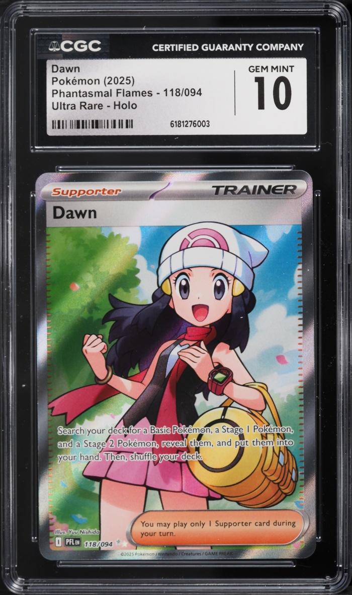 2025 Pokemon Mega Evolution Phantasmal Flames Full Art Dawn #118 CGC 10 GEM MINT