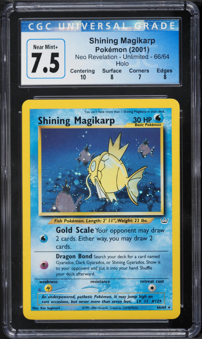 2001 Pokemon Neo Revelation Holo Shining Magikarp #66 CGC 7.5 NRMT+