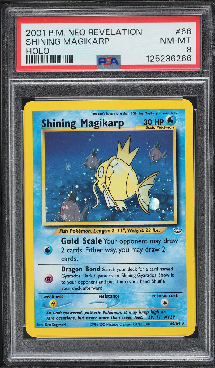 2001 Pokemon Neo Revelation Holo Shining Magikarp #66 PSA 8 NM-MT