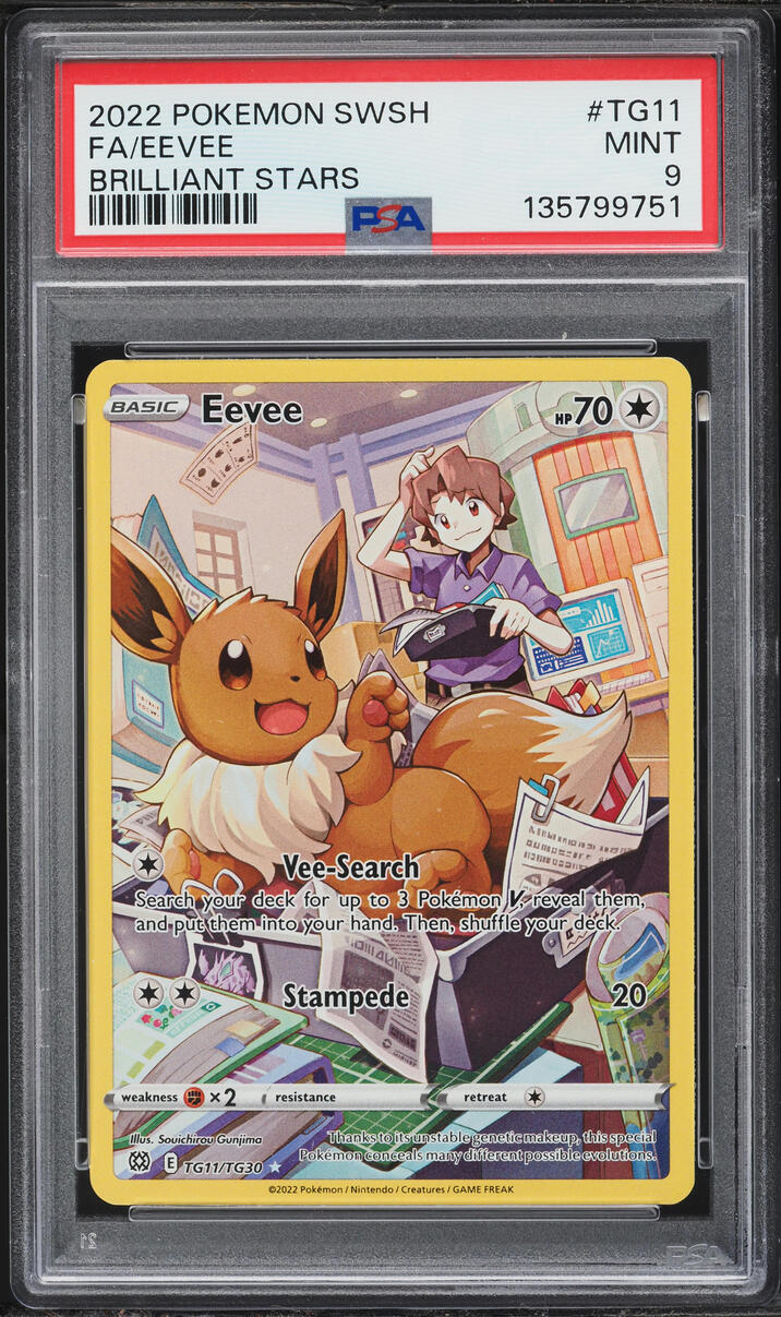 2022 Pokemon Sword & Shield Brilliant Stars Trainer Gallery CHR Eevee #TG11 PSA 9 MINT