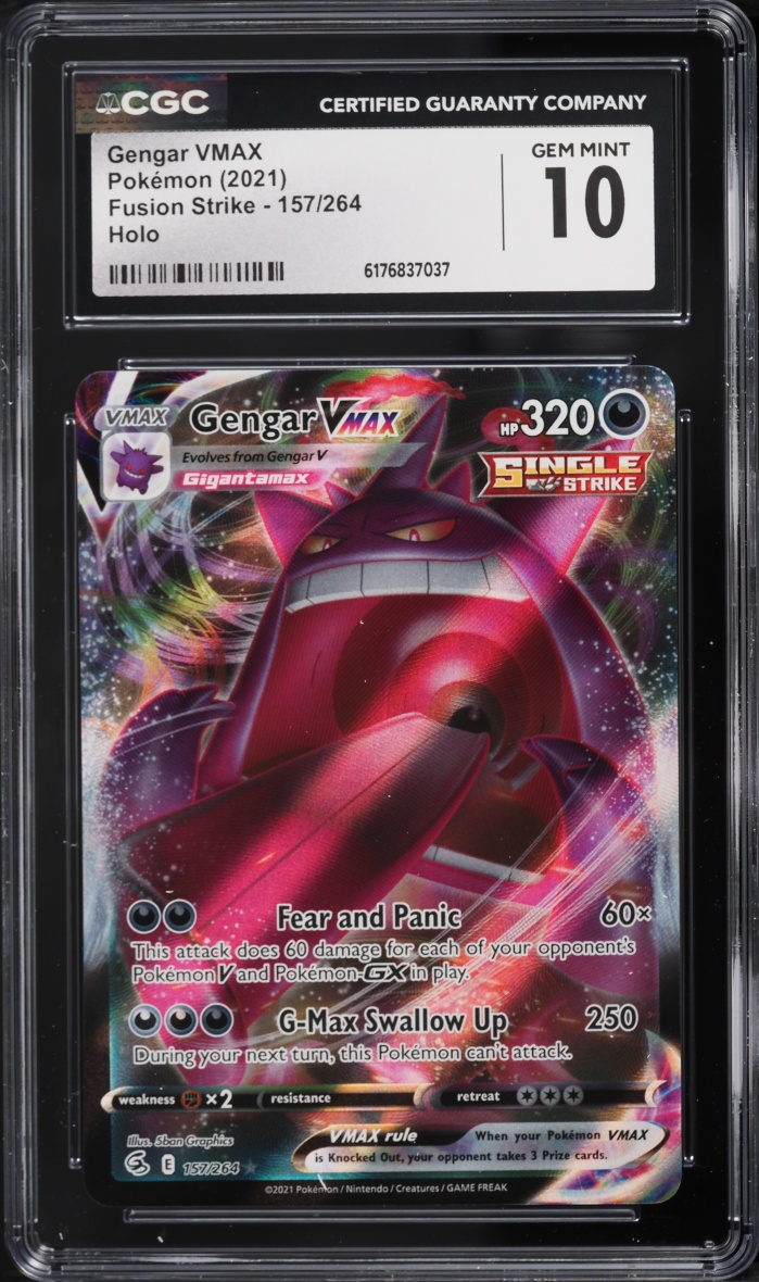 2021 Pokemon Sword & Shield Fusion Strike Full Art Gengar VMAX #157 CGC 10 GEM MINT