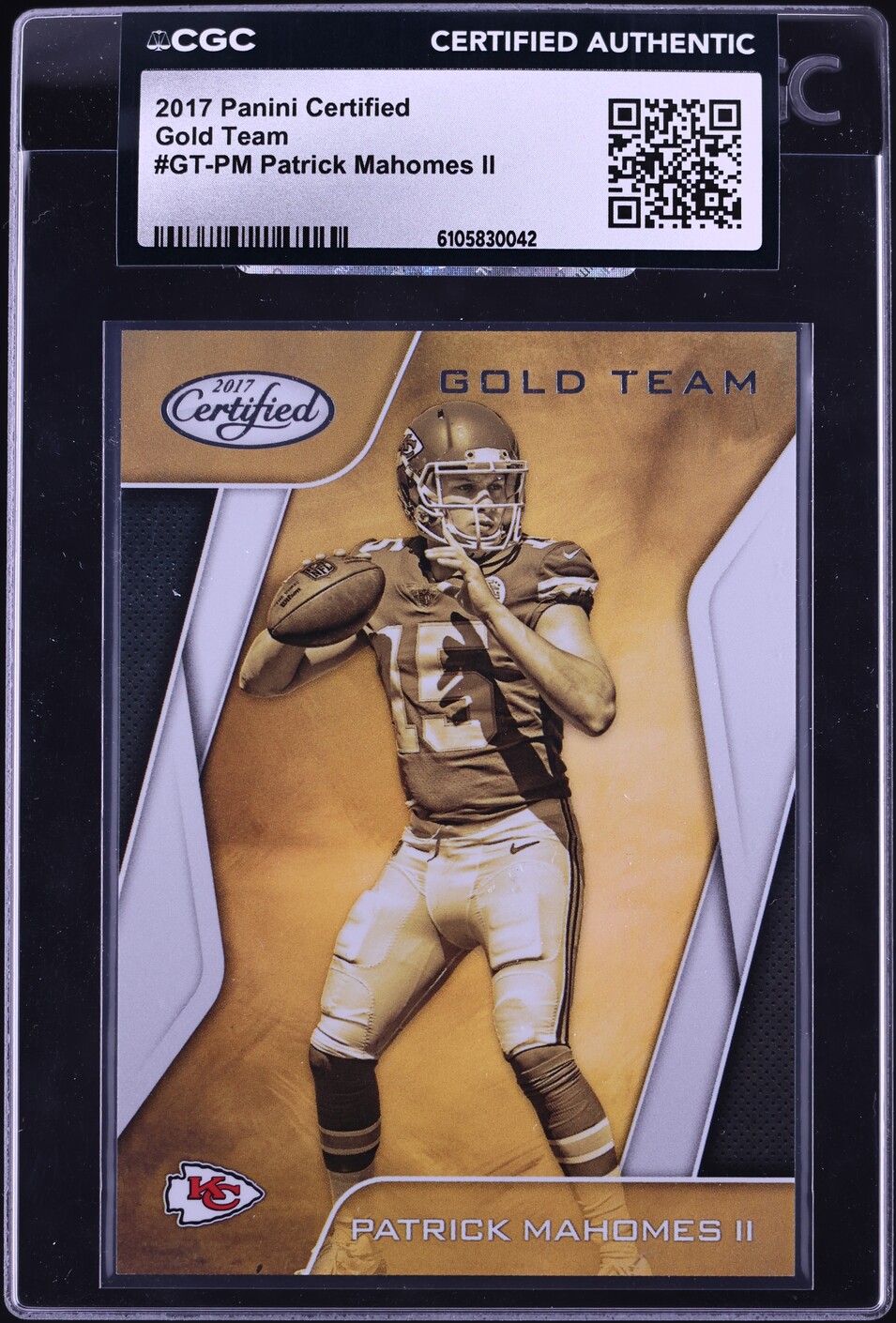 2017 Panini Certified Gold Team Patrick Mahomes II ROOKIE #GT-PM CGC AUTH