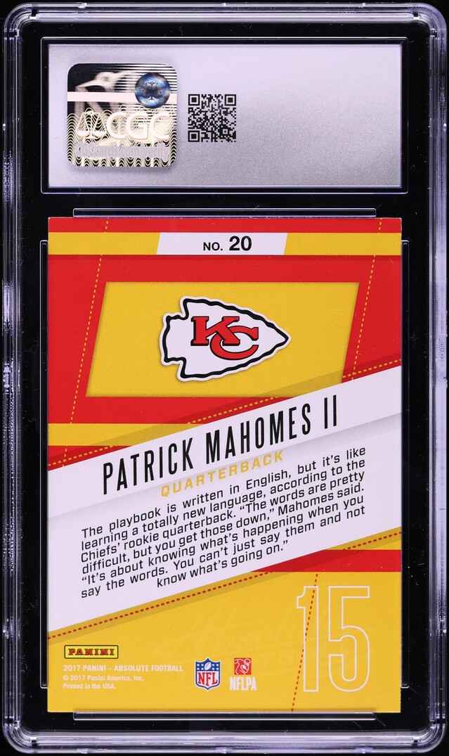 2017 Absolute Roundup Retail Patrick Mahomes II ROOKIE #20 CGC 9 MINT