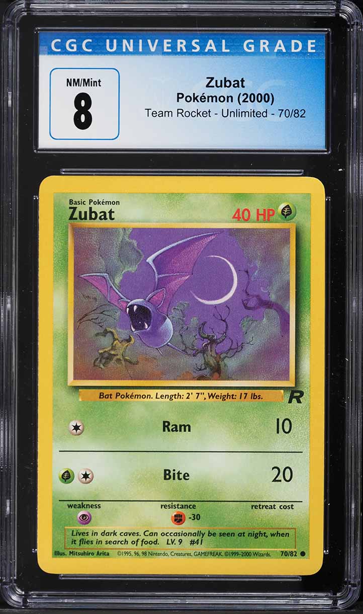 2000 Pokemon Team Rocket Zubat #70 CGC 8 NM-MT