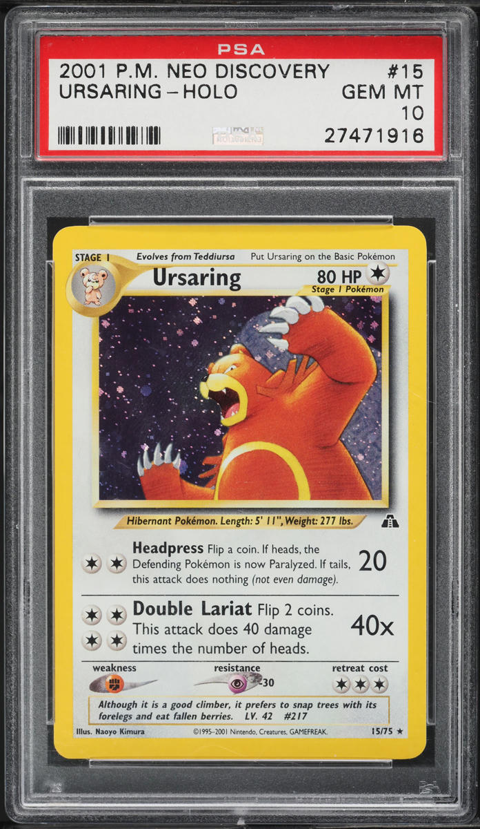 2001 Pokemon Neo Discovery Holo Ursaring #15 PSA 10 GEM MINT