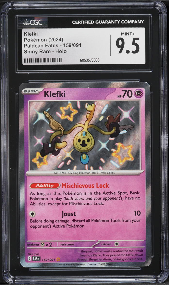 2024 Pokemon Scarlet & Violet Paldean Fates Shiny Klefki #159 CGC 9.5 MINT+