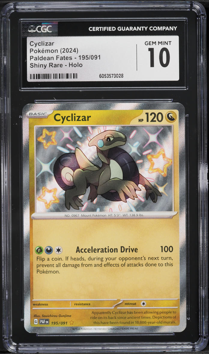 2024 Pokemon Scarlet & Violet Paldean Fates Shiny Cyclizar #195 CGC 10 GEM MINT