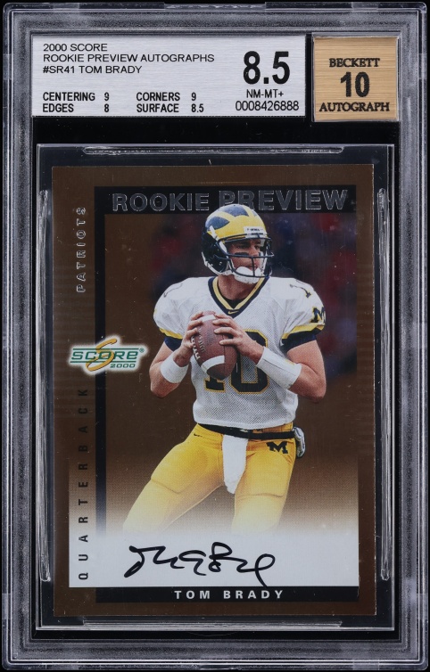 2000 Score Preview Tom Brady ROOKIE AUTO #SR41 BGS 8.5 NM-MT+