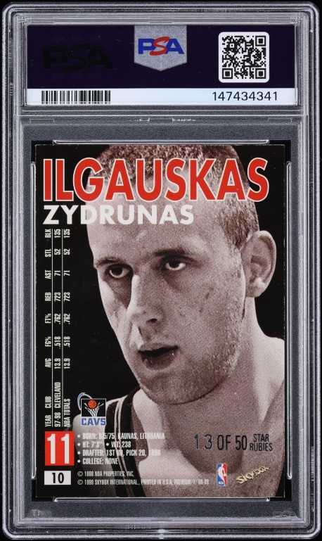 1998 Skybox Premium Star Rubies Zydrunas Ilgauskas /50 #10 PSA 6 EXMT - Photo 2