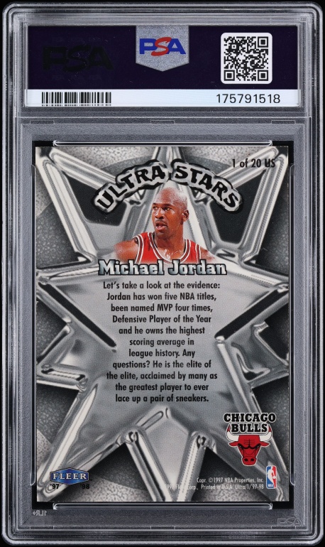 1997 Ultra Stars Gold Michael Jordan #1 PSA 7 NRMT - Photo 2
