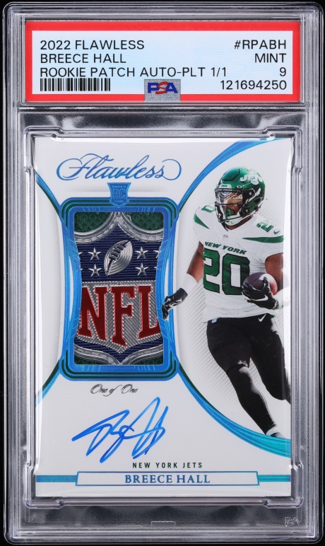2022 Panini Flawless Breece Hall ROOKIE PATCH AUTO 1/1 #RPABH PSA 9 MINT