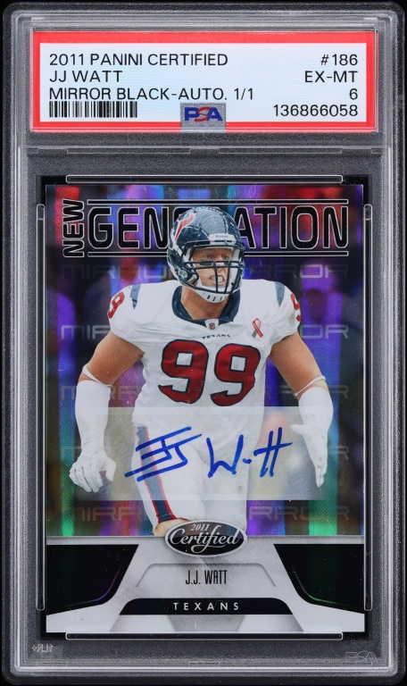 2011 Panini Certified Mirror Black JJ Watt AUTO 1/1 #186 PSA 6 EXMT
