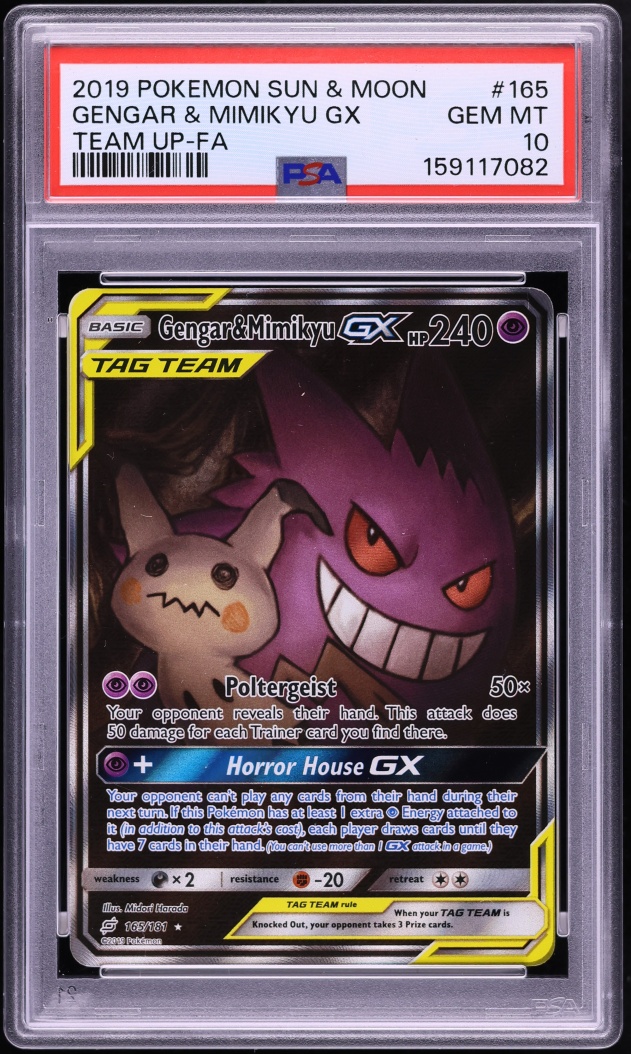 2019 Pokemon Sun & Moon Team Up Gengar & Mimikyu GX #165 PSA 10 GEM MINT