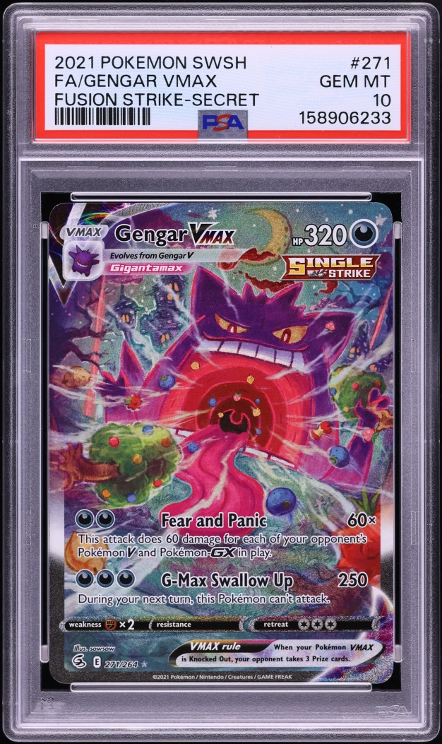2021 Pokemon Sword & Shield Fusion Strike SEC Gengar VMAX #271 PSA 10 GEM MINT
