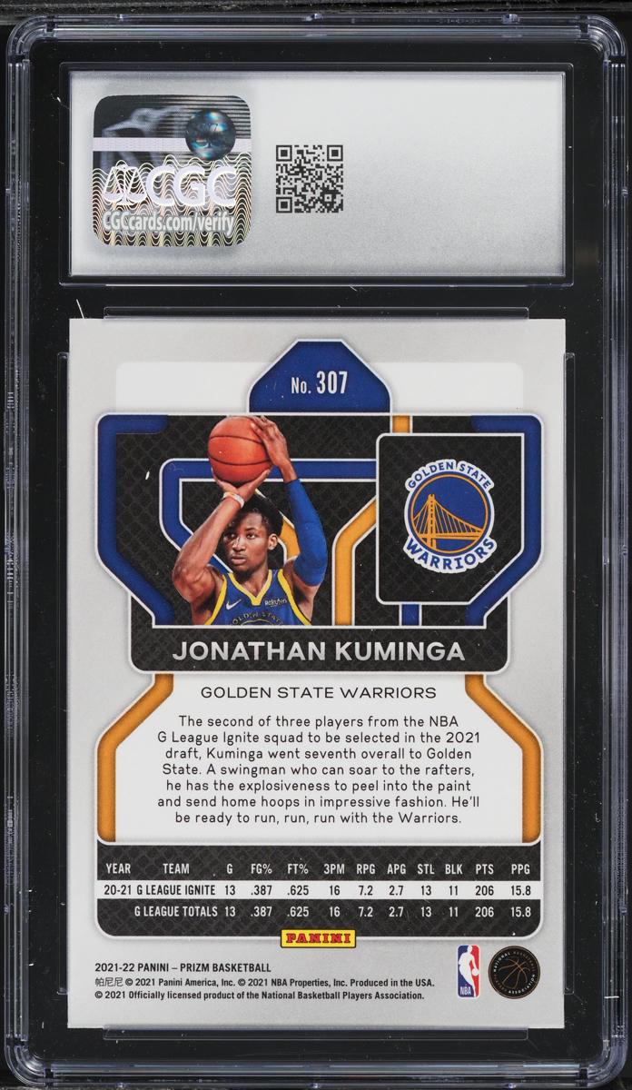 2021 Panini Prizm Jonathan Kuminga ROOKIE #307 CGC 10 GEM MINT