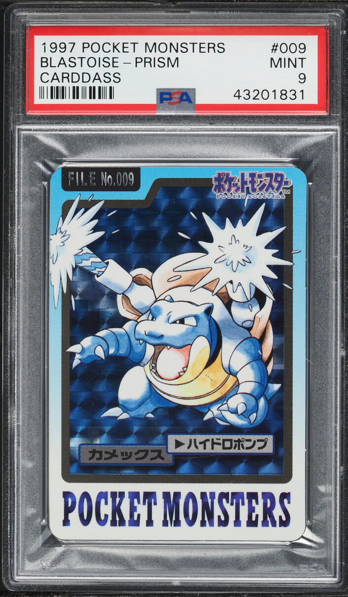 1997 Pokemon Japanese Pocket Monsters Carddass Prism Blastoise #9 PSA 9 MINT