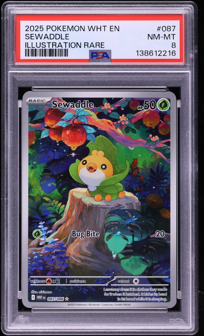 2025 Pokemon Scarlet & Violet White Flare IR Sewaddle #87 PSA 8 NM-MT