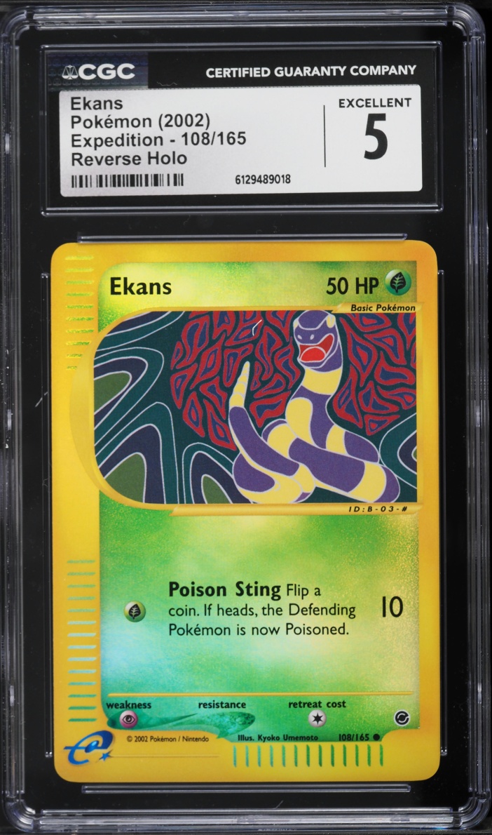 2002 Pokemon Expedition Reverse Holo Ekans #108 CGC 5 EX
