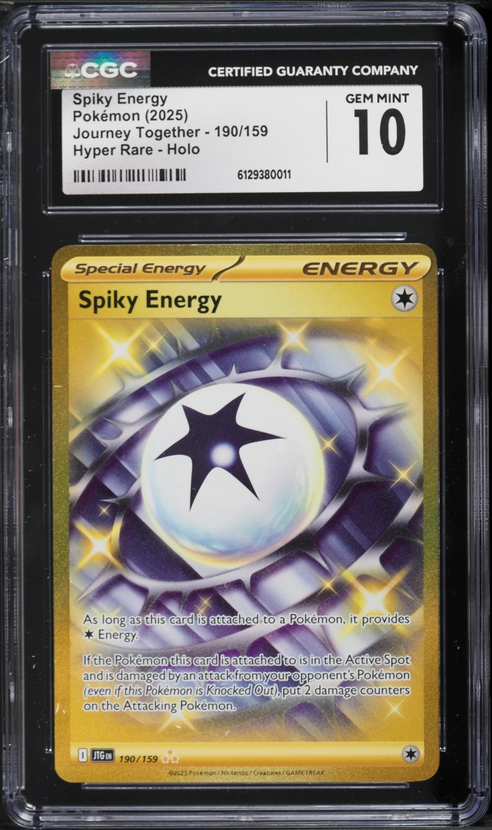 2025 Pokemon Scarlet & Violet Journey Together Gold Rare Spiky Energy #190 CGC 10 GEM MINT