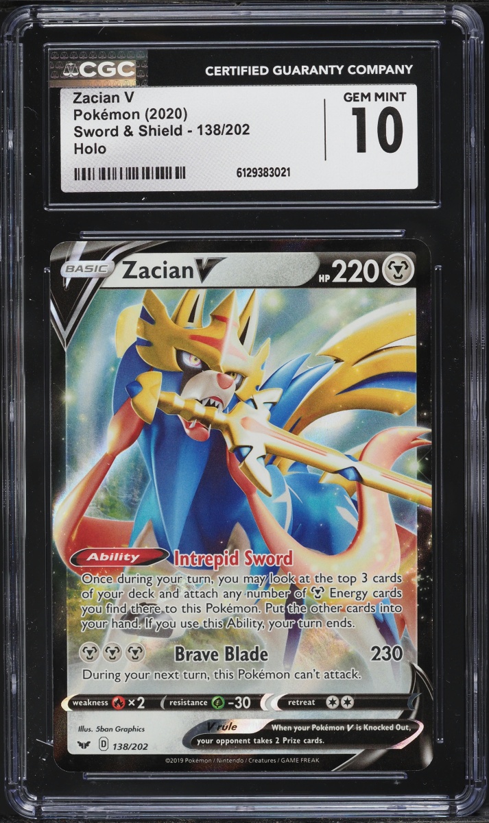 2020 Pokemon Sword & Shield Holo Zacian V #138 CGC 10 GEM MINT