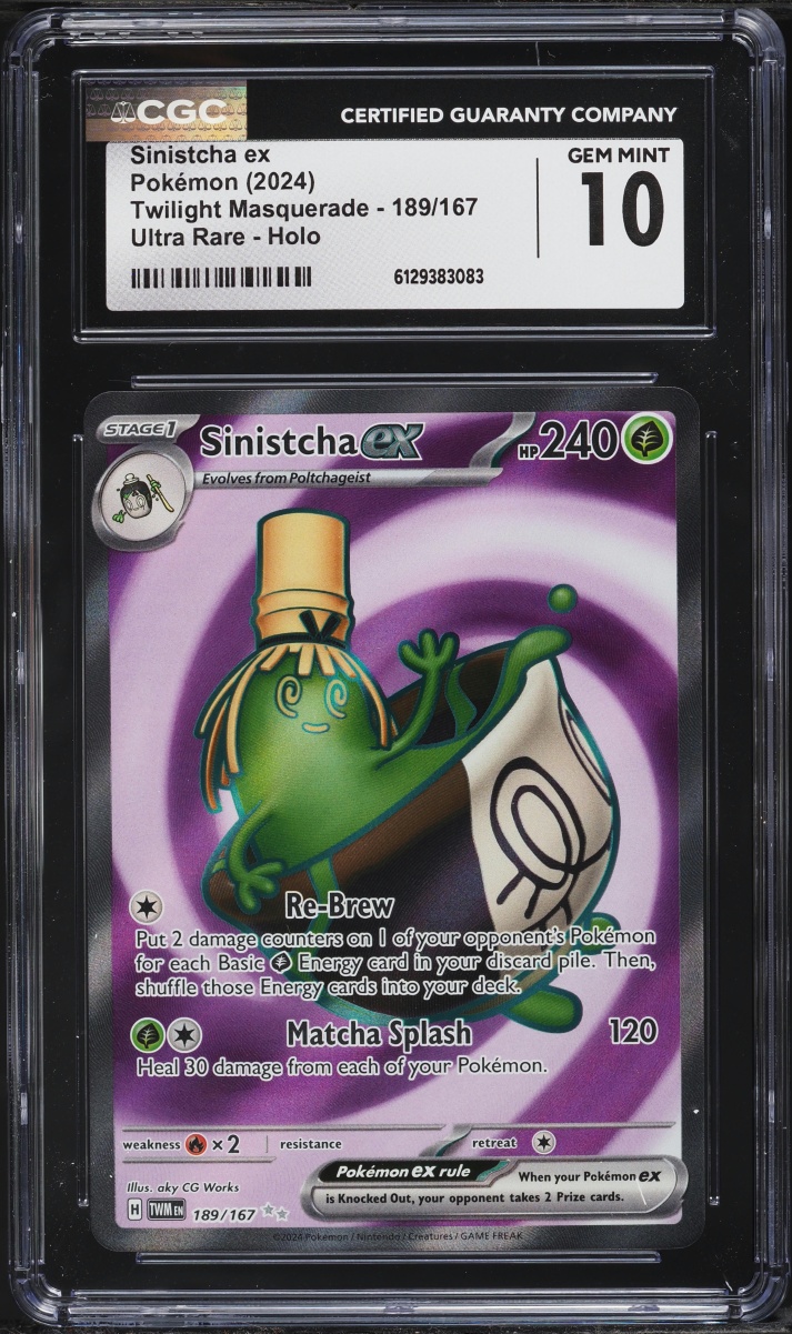 2024 Pokemon Scarlet & Violet Twilight Masquerade Full Art Sinistcha ex #189 CGC 10 GEM MINT