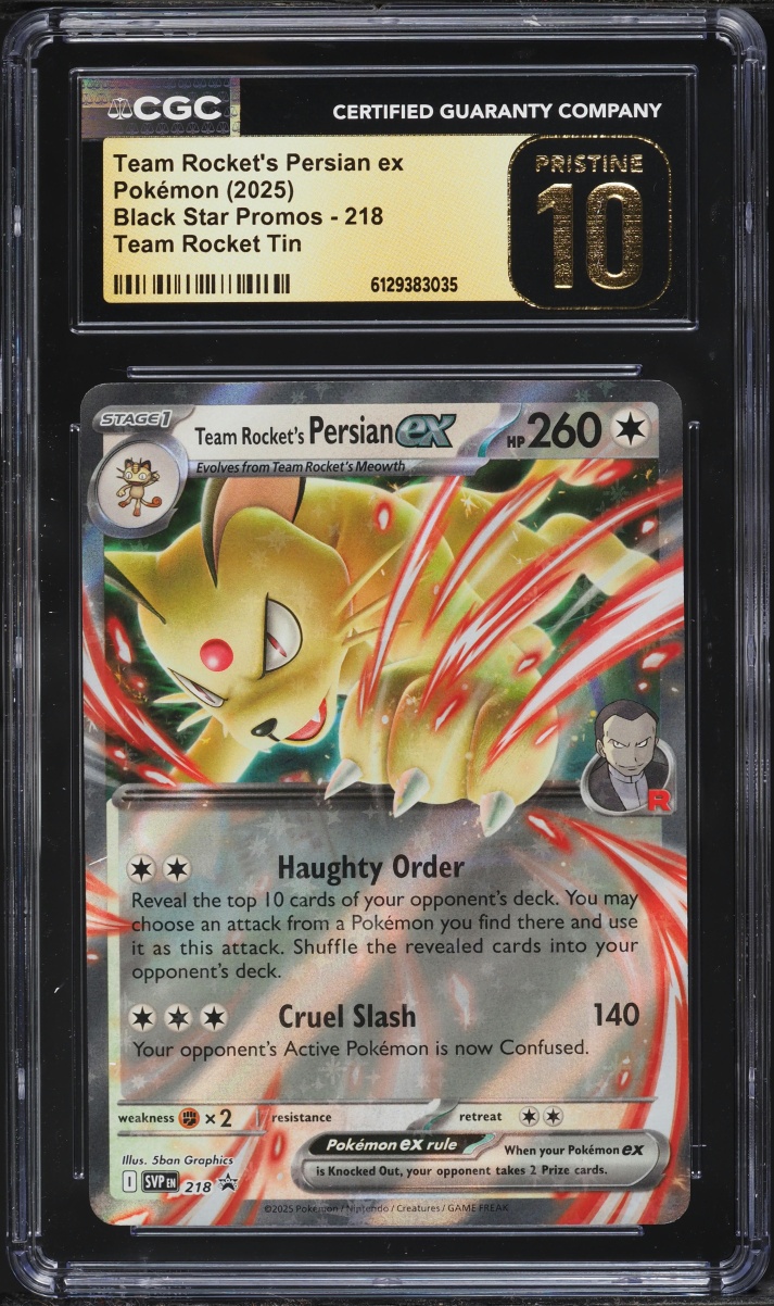 2025 Pokemon Scarlet & Violet Promos Tin Holo Team Rocket's Persian ex #218 CGC 10 PRISTINE