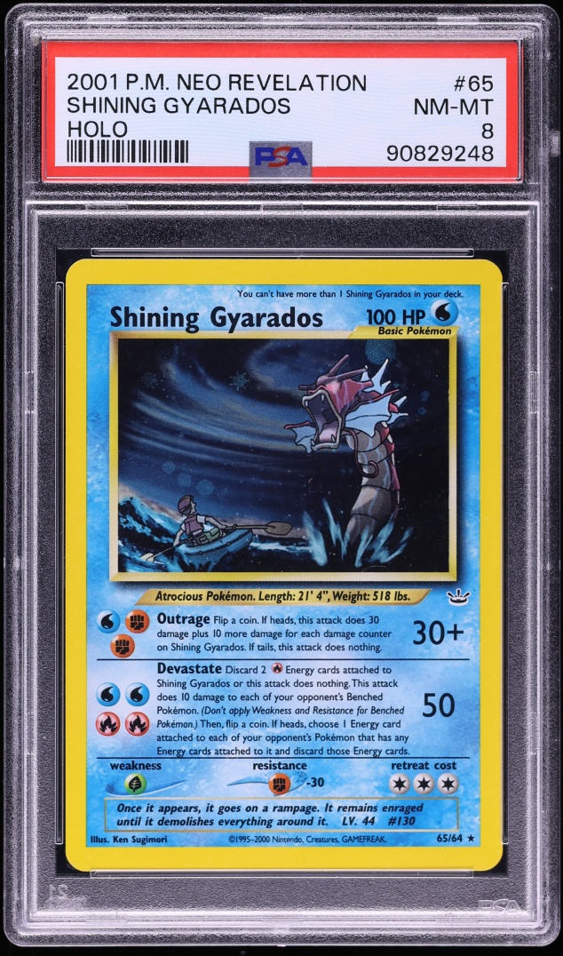 2001 Pokemon Neo Revelation Holo Shining Gyarados #65 PSA 8 NM-MT