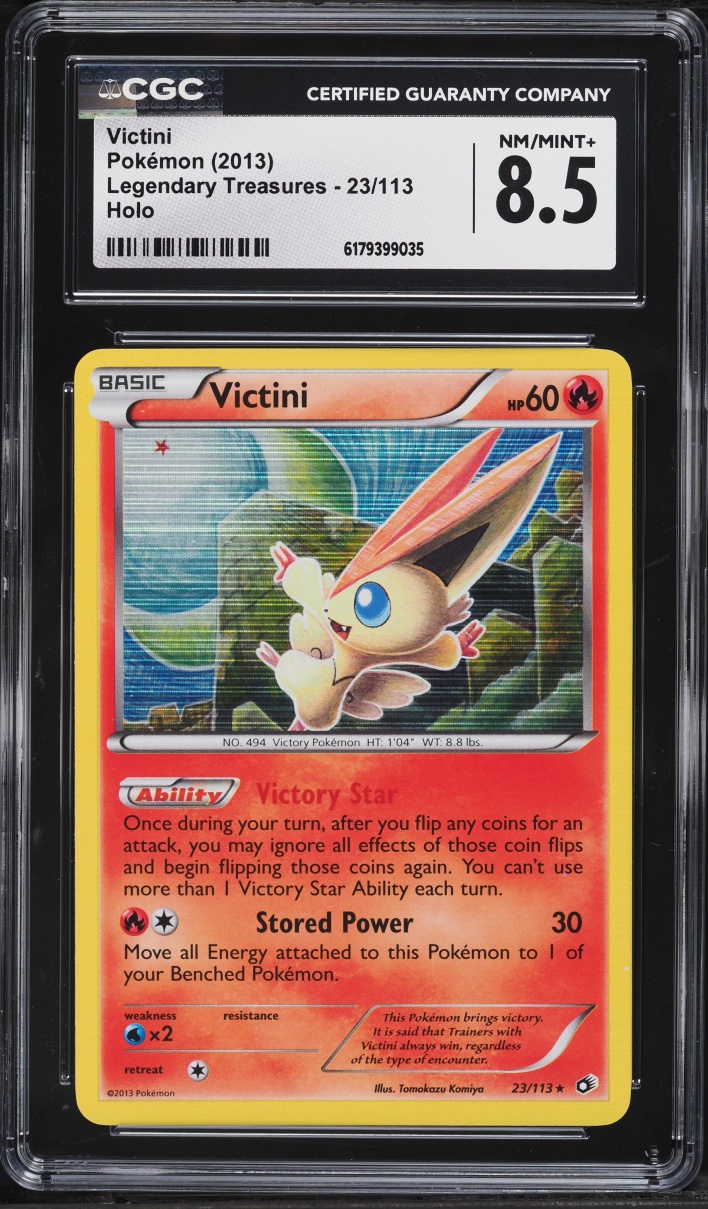 2013 Pokemon Black & White Legendary Treasures Reverse Holo Victini #23 CGC 8.5 NM-MT+